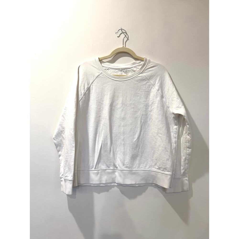 Athleta Crewneck Cotton Sweatshirt White Large Athleisure Sporty